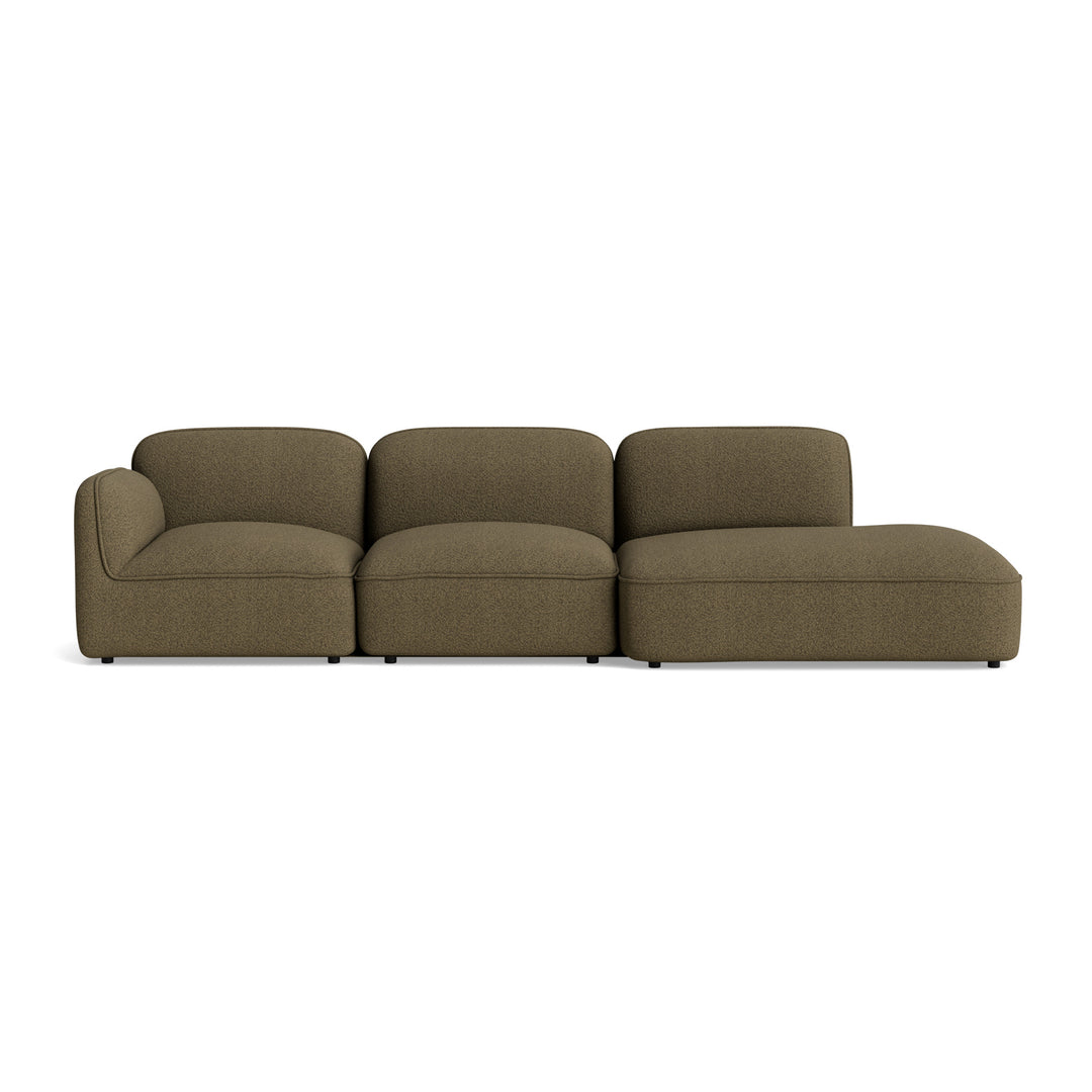 Ease 3 modulers sofa med open  i grøn boucle 500 stof 
