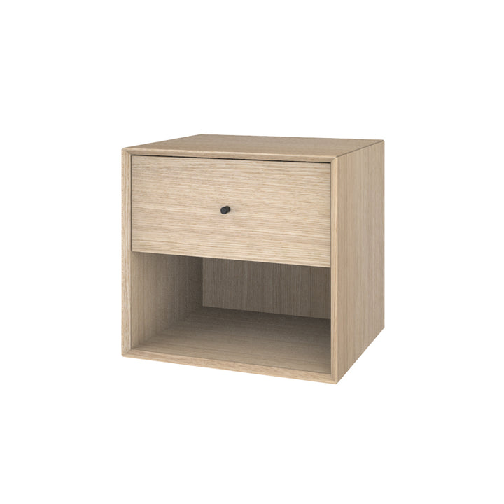 Natbord væghængt i hvidolieret eg med sort håndtag - minimalistisk dansk design